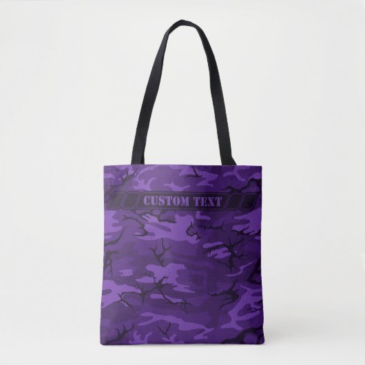 Donkere Paarse camo-Tas met aangepaste tekst Tote Bag (Voorkant)