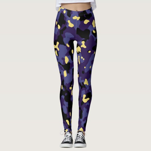 Donkere paarse camouflage leggings (Voorkant)