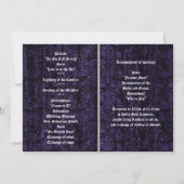 Donkere Paarse Damask Cross Gothic Wedding Kaart (Achterkant)