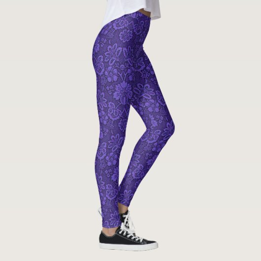 Donkere Paarse Damask Leggings (Rechts)