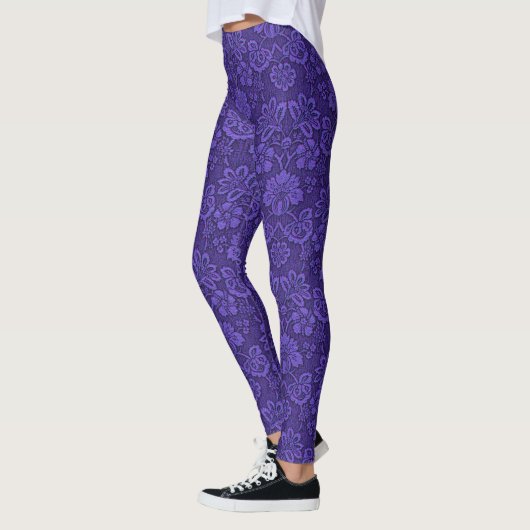 Donkere Paarse Damask Leggings (Links)