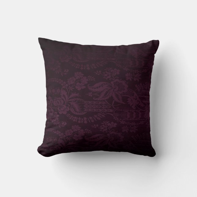 Donkere Paarse Damask look Cushion Kussen (Voorkant)