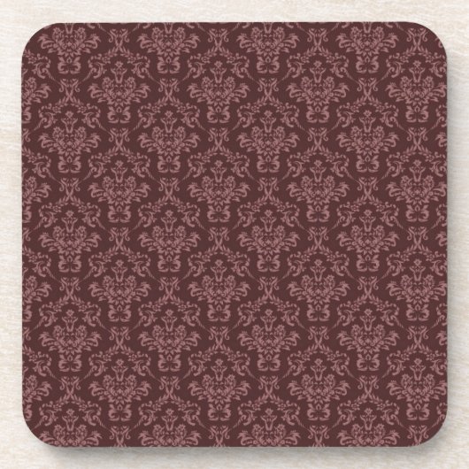 Donkere Paarse Damask Pattern Bier Onderzetter (Voorkant)