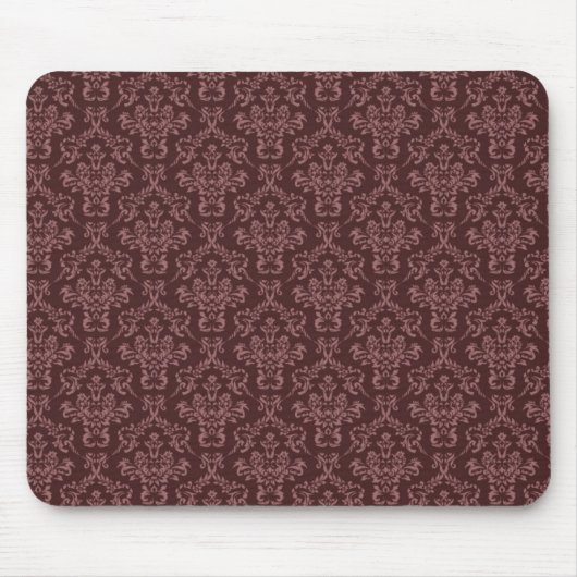 Donkere Paarse Damask Pattern Muismat (Voorkant)