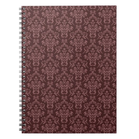 Donkere Paarse Damask Pattern Notitieboek (Voorkant)