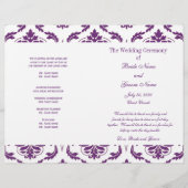 Donkere Paarse Damask Wedding Program (Voorkant)
