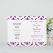 Donkere Paarse  Damask Wedding Program (Staand voorkant)
