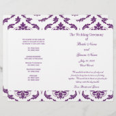 Donkere Paarse  Damask Wedding Program (Voorkant / Achterkant)
