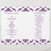 Donkere Paarse  Damask Wedding Program (Achterkant)