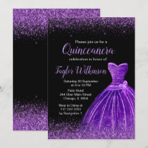 Donkere Paarse dress Faux Glitter Quinceanera