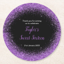 Donkere Paarse dress Faux Glitter Sweet 16 verjaar