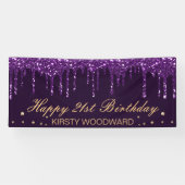 Donkere Paarse driften Glitter Birthday Spandoek (Horizontaal)
