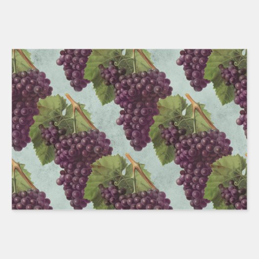 Donkere Paarse druiven en wijnstokken Inpakpapier Vel (Voorkant 3)