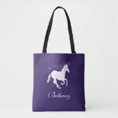 Donkere Paarse Eenhoorn Gepersonaliseerde Canvas t Tote Bag (Voorkant)