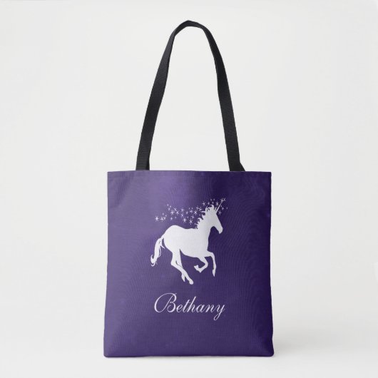 Donkere Paarse Eenhoorn Gepersonaliseerde Canvas t Tote Bag (Voorkant)