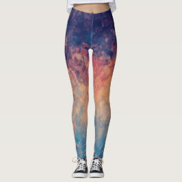 Donkere Paarse en blauwe botanische Waterverf kuns Leggings