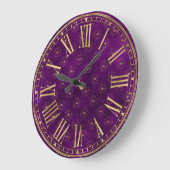 Donkere Paarse en goudbolder Fantasy Pattern Grote Klok (Hoek)