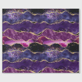 Donkere Paarse en goudglittersequins Agate Cadeaupapier (Vlak)