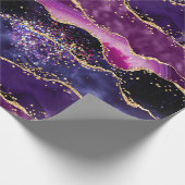 Donkere Paarse en goudglittersequins Agate Cadeaupapier (Hoek)