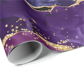 Donkere Paarse en goudglittersequins Agate Cadeaupapier (Rol Hoek)