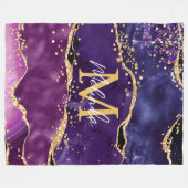 Donkere Paarse en goudglittersequins Agate Fleece Deken (Voorkant (Horizontaal))