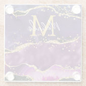 Donkere Paarse en goudglittersequins Agate Glazen Onderzetter (Achterkant)