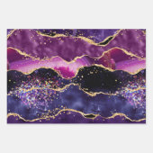 Donkere Paarse en goudglittersequins Agate Inpakpapier Vel (Voorkant 3)