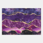 Donkere Paarse en goudglittersequins Agate Inpakpapier Vel (Voorkant 2)