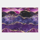 Donkere Paarse en goudglittersequins Agate Inpakpapier Vel (Voorkant)