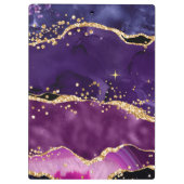 Donkere Paarse en goudglittersequins Agate Klembord (Achterkant)