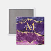 Donkere Paarse en goudglittersequins Agate Magneet (Voorkant / Achterkant)