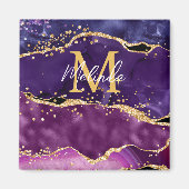 Donkere Paarse en goudglittersequins Agate Magneet (Voorkant)