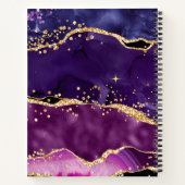 Donkere Paarse en goudglittersequins Agate Notitieboek (Achterkant)