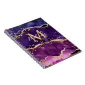 Donkere Paarse en goudglittersequins Agate Notitieboek (Rechterzijde)