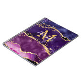 Donkere Paarse en goudglittersequins Agate Notitieboek (Linkerzijde)