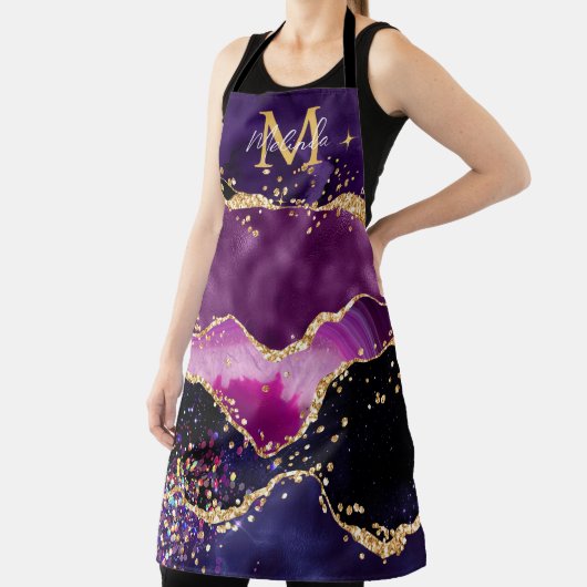 Donkere Paarse en goudglittersequins Agate Schort (Insitu)