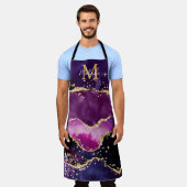 Donkere Paarse en goudglittersequins Agate Schort (Gedragen)