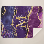 Donkere Paarse en goudglittersequins Agate Sherpa Deken (Voorkant (horizontaal))