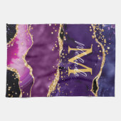 Donkere Paarse en goudglittersequins Agate Theedoek (Horizontaal)