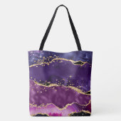 Donkere Paarse en goudglittersequins Agate Tote Bag (Achterkant)