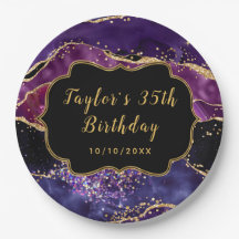 Donkere Paarse en goudsequins Agate Birthday