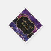 Donkere Paarse en goudsequins Agate Birthday Servet (Hoek)