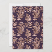 Donkere Paarse en Roos Gold Floral Engagement Part Kaart (Achterkant)
