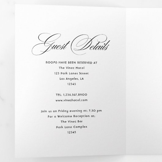 Donkere Paarse en Roos gouden bruiloft Drieluik Uitnodiging (Binnenzijde eerst)