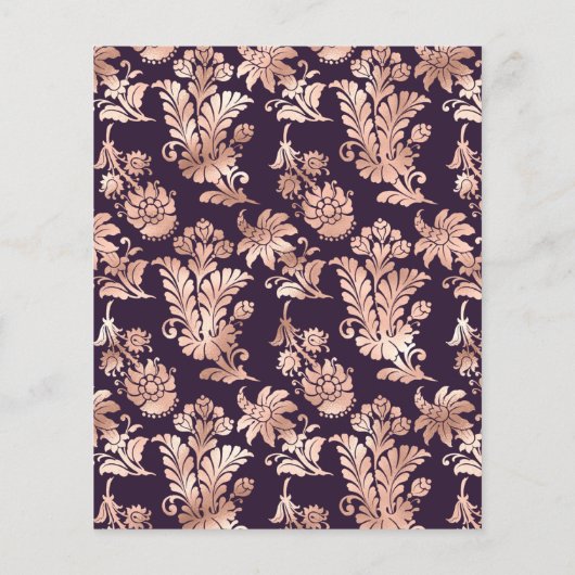 Donkere Paarse en Roos gouden bruiloft Flyer (Achterkant)