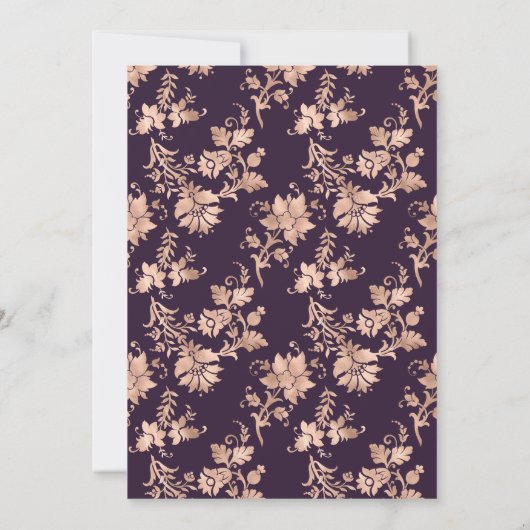 Donkere Paarse en Roos gouden Vrijgezellenfeest Kaart (Achterkant)