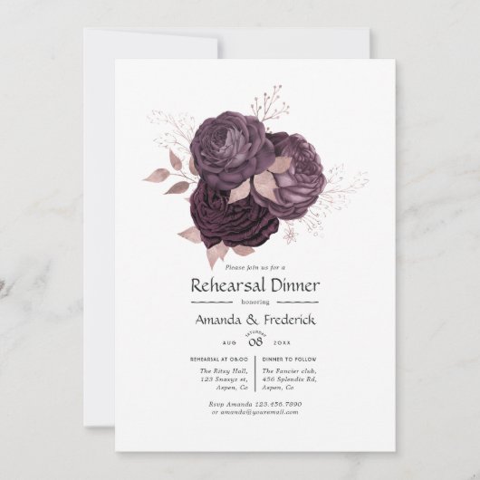 Donkere Paarse en Roos goudpleisterrepetitie Kaart (Voorkant)