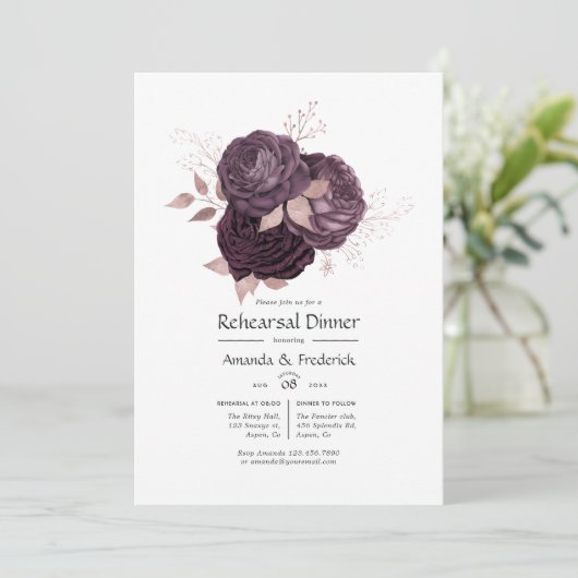 Donkere Paarse en Roos goudpleisterrepetitie Kaart (Staand voorkant)