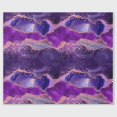 Donkere Paarse en roze glittersequins Agate Cadeaupapier (Vlak)