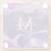 Donkere Paarse en roze glittersequins Agate Glazen Onderzetter (Achterkant)